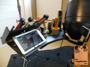 Cajon mit iPad und sonstigem Zubehör Cajon-Aufbau-Teil-5