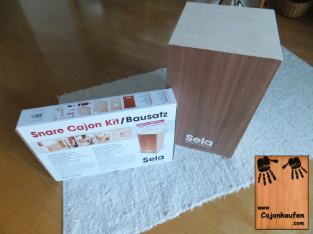 der fertig montierte Sela Snare Cajon Bausatz